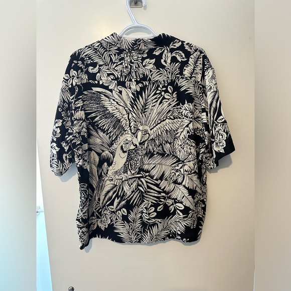 Palm Angels Black/White Jungle Parrots Bowling Shirt Size 50 Men's - Picture 2 of 3